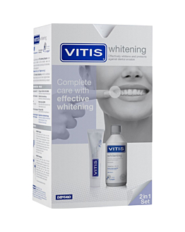 Vitis Whitening Zestaw wybiela i chroni, płyn 500ml + pasta 100ml