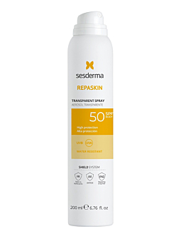 Sesderma Repaskin Transparent, Przezroczysty spray przeciwsłoneczny do ciała SPF50
