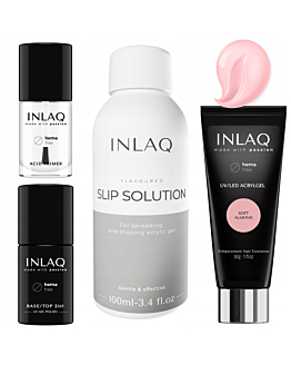 INLAQ Zestaw Startowy z Budującym Akrylożelem Soft Almond