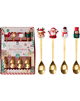 Koopman Posate da dessert natalizie (cucchiaini, forchettine), set da 4 pezzi.