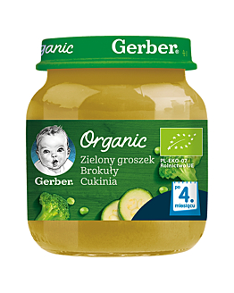 Gerber Organic Obiad Groszek, Brokuł i Cukinia Po 4 miesiącu