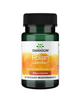 Swanson Folian Quatrefolic 800 µg Kwas foliowy Kapsułki, 30 szt.