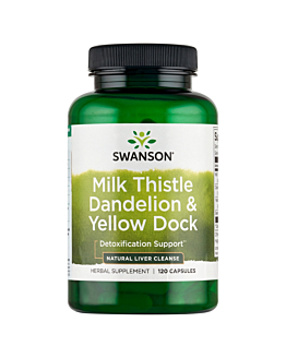 Swanson Milk Thistle, Dandelion + Yellow Dock Kapsułki, 120 szt.
