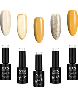 NTN Premium Zestaw Limited Edition Yellows 5x5 g Lakier Hybrydowy Do Paznokci 9w1