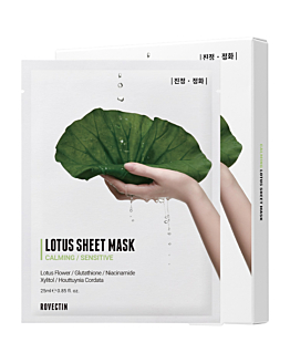 Rovectin Calming Lotus Sheet Mask, Kojąca maska w płachcie do twarzy, 5 szt