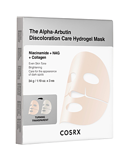 Cosrx The Alpha-Arbutin Discoloration Care Hydrogel Mask, Maschera Idrogel Illuminante per il Viso, 3 pezzi