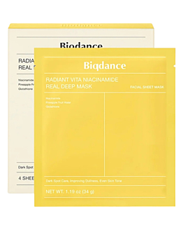 Biodance Radiant Vita Niacinamide Real Deep Mask, 4 pezzi