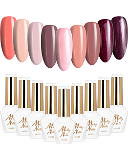 MollyNails I'm Nudelover Zestaw 9 Lakierów Hybrydowych Do Paznokci 8g