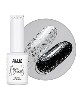 AlleLac x Rosie Beauty Top Hybrydowy Silver No Wipe Bez Przemywania Efekt Ciętej Folii 6g