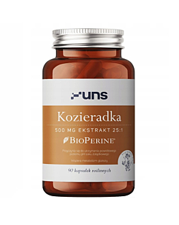 UNS Kozieradka 500 mg Ekstrakt 25:1 + Bioperine 90 vege kapsułek