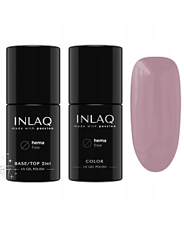 INLAQ Hybrydowy Lakier do Paznokci, 6 ml + Baza I Top 2w1 do Lakierów Hybrydowych, 6 ml