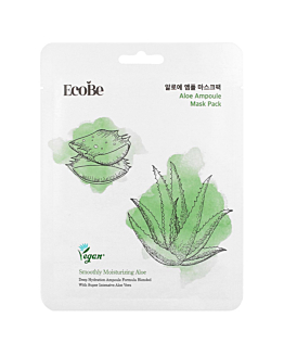EcoBe Aloe Ampoule Mask Pack, kojąco-nawilżająca maseczka w płachcie z aloesem, 25ml