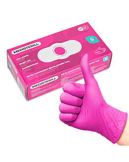 Medisterill Rękawiczki Jednorazowe Nitrylowe Diagnostyczne i Ochronne Magenta Rozmiar S 100 szt.