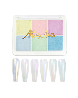 MollyNails Pyłek Do Paznokci Efekt Lustra Kasetka 6 Kolorów Nr 8