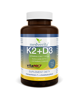 Medverita Witamina K2 MK-7 100 ug + D3 2000IU 120 kapsułek