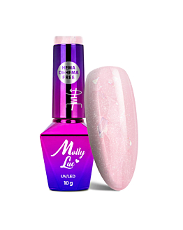 MollyLac Sparkling French Lakier Hybrydowy UV LED Nr 704 Romantic Glow 10 g