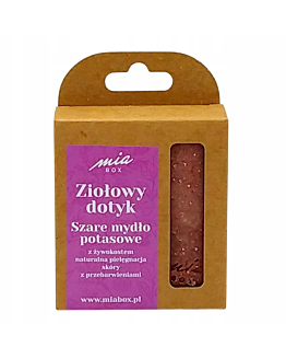 Miabox Ziołowy Dotyk Szare mydło potasowe z żywokostem. Mydło Potasowe Naturalne z Ziołami – Ręcznie Robione, Kostka