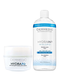 Dermedic Zestaw: Hydrain 2 Krem 50ml + Hydrain 3 Hialuro Płyn micelarny 500ml