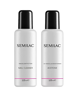 Semilac Zestaw: Odtłuszczacz do paznokci 125ml + Aceton 125ml