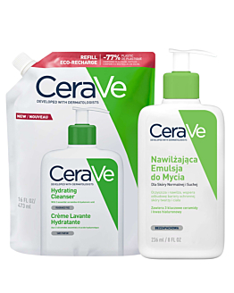 Cerave Zestaw: Emulsja nawilżająca do mycia 236ml +Emulsja do mycia Refill 473ml