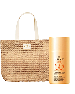 Nuxe Zestaw: Sun Lekki krem SPF50+ 50ml + Torba plażowa 