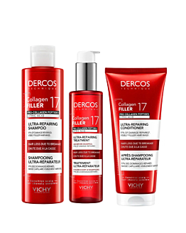 Vichy Zestaw Dercos Collagen 17 Filler: Kuracja 150ml + Szampon 200ml + Odżywka 200ml