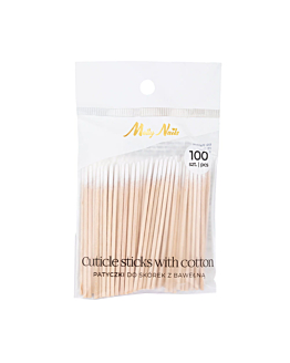 Molly Nails Patyczki Kosmetyczne Drewniane Z Bawełnianą Końcówką  Do Manicure Paznokci 100szt 7 cm