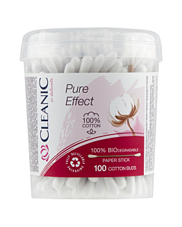 Cleanic Pure Effect Patyczki kosmetyczne okrągłe, 100 szt.