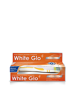 White Glo Anti-Plaque wybielająca pasta do usuwania i zapobiegania osadzaniu się kamienia nazębnego, 100ml + szczoteczka