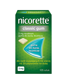 Nicorette Classic Gum 2 mg Guma do żucia lecznicza, 105 szt.