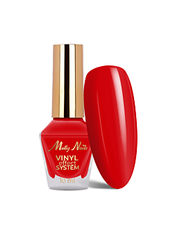 MollyNails Color Lacquer Vinyl Effect System STEP 2 Klasyczny Lakier Fire Red 10 ml