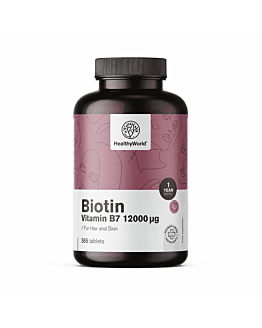 Healthy World Biotyna 12000 µg, 365 tabletek