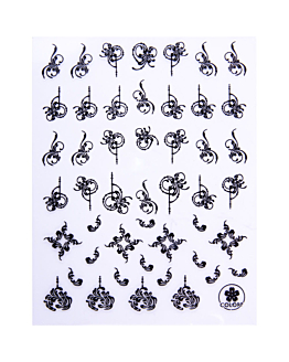 Allepaznokcie Naklejki Do Paznokci Cienkie Samoprzylepne Wzory Ornamenty CB-176 Czarne