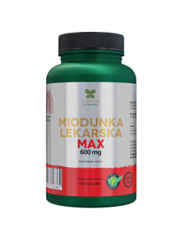 Lanco Nutritions  Miodunka Lekarska Max 600 mg, gardło, płuca, kaszel, układ oddechowy, 60 kaps