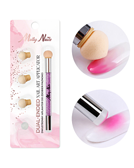 MollyNails Pędzel Dwustronny Gąbka Do Ombre I Zdobień Nail Art Fioletowy