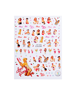 Allepaznokcie Naklejki Do Paznokci Cienkie Samoprzylepne Pin-Up Girl CA-254