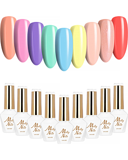 MollyNails Yoghurt Zestaw 9 Lakierów Hybrydowych Do Paznokci 8g