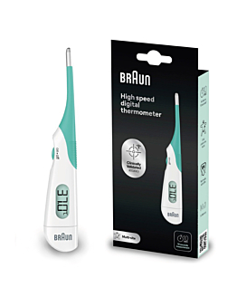 BRAUN PRT1000 Termometr piórkowy elektroniczny z elastyczną końcówką, pomiar w 10 s