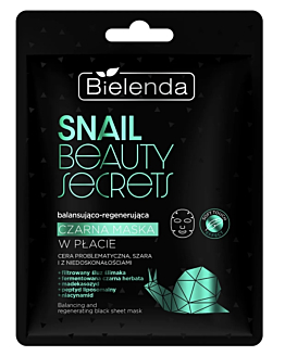 Bielenda Snail Beauty Secrets Balansująco-regenerująca czarna maska w płacie