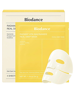 Biodance Radiant Vita Niacinamide Real Deep Mask, Maska do twarzy, 4szt
