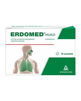Erdomed Muko 225 mg, Proszek do sporządzania zawiesiny doustnej, 10 saszetek
