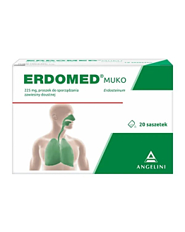 Erdomed Muko 225 mg, Proszek do sporządzania zawiesiny doustnej, 20 saszetek
