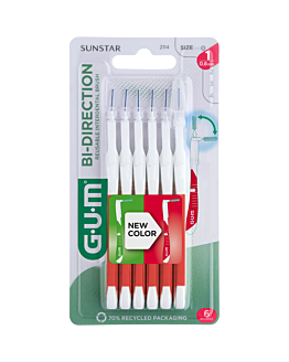 Gum Bi-Direction Szczoteczki międzyzębowe, 0,8 mm walec, Czerwone