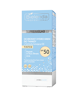 Bielenda Professional Supremelab Hydra Glow Crema protettiva idratante per il viso con formula tonalizzante CC SPF50