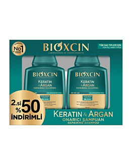 Bioxcin Keratin & Argan Szampon nawilżająco-regenerujący, Duopack