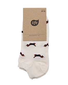 Life Stopki bawełniane Hipster wzór Piesek Beagle ecrue, rozm.35-38