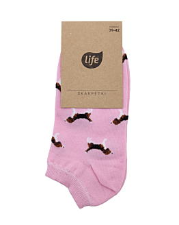 Life Stopki bawełniane Hipster wzór Piesek Beagle róż, rozm.39-42