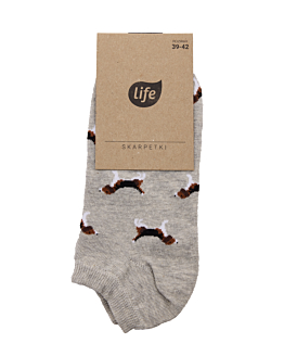 Life Stopki bawełniane Hipster wz&oacute;r Piesek Beagle szary, rozm.43-46