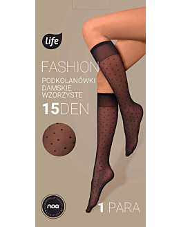 Life Podkolanówki Fashion wzór Kropeczki 15 den rozm. uniwersalny nero