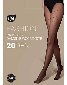 Life Rajstopy Fashion wzór Kropeczki 20 den, rozm.4 Nero